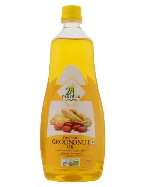 24 Mantra Organic Unrefined Groundnut Oil/Moongphali ka Tel - 1 Litre