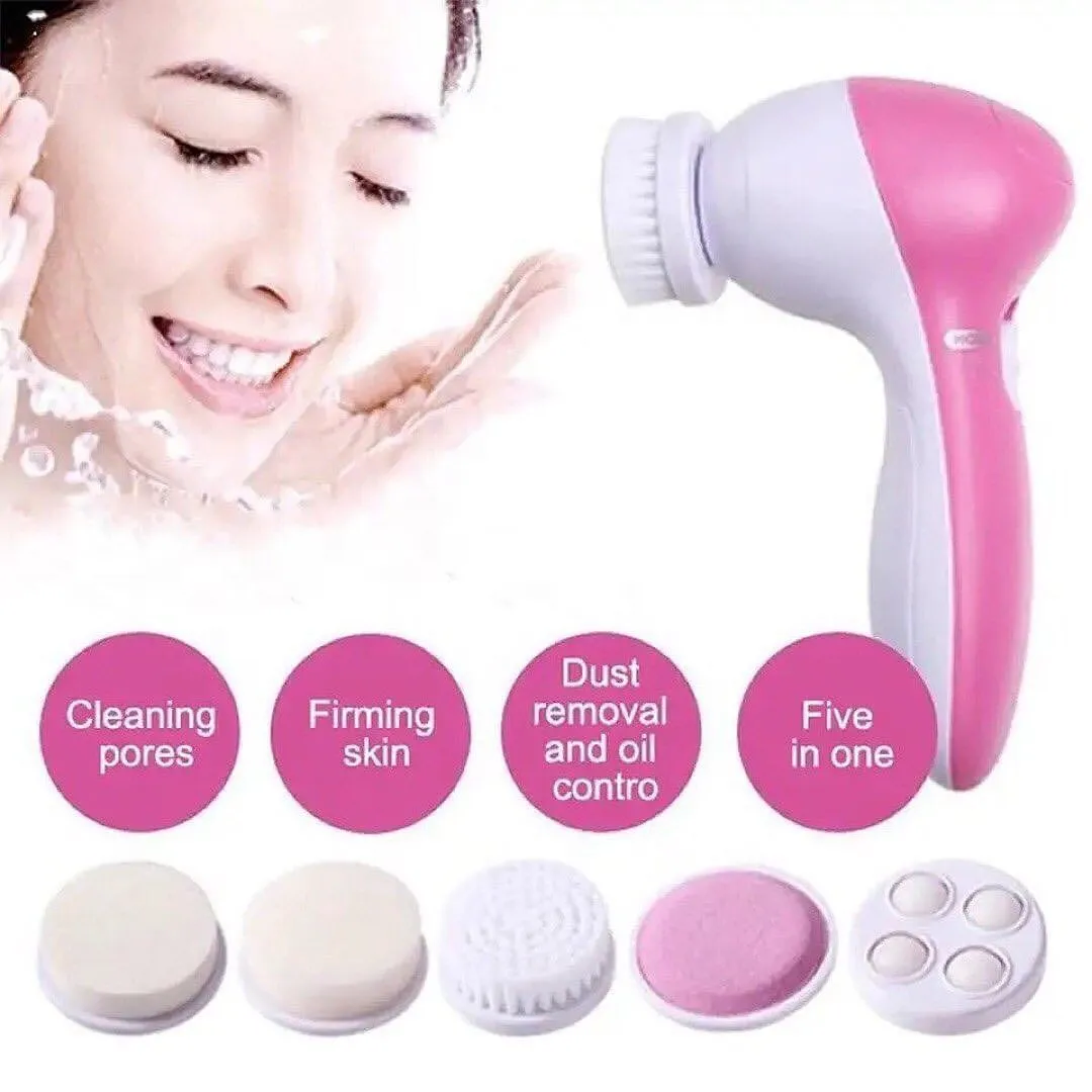 5 in 1 Electric Facial Cleaning Brush Pore Cleaner Body Cleansing Massager Brush