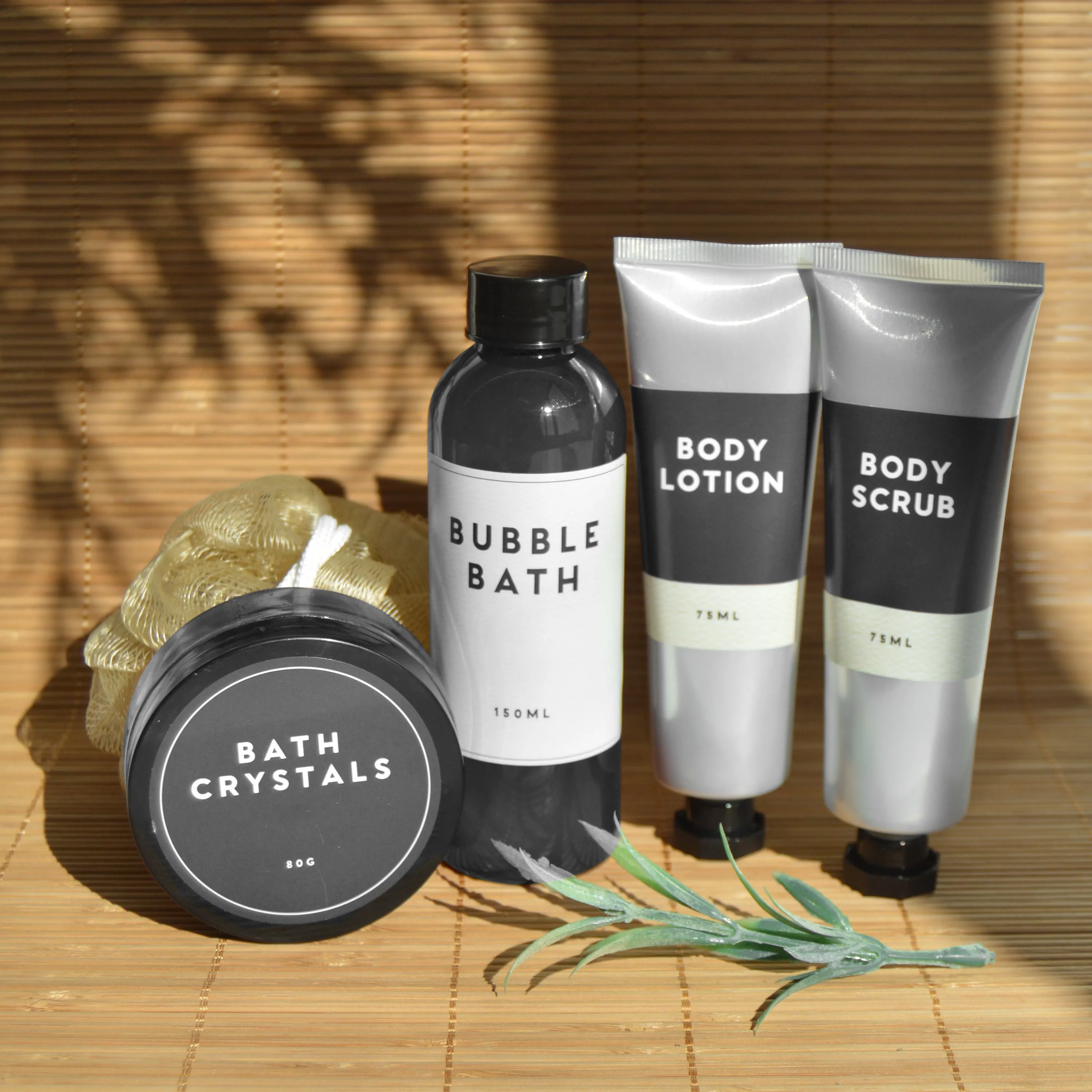 Bath Set of 5 - Bath Crystals, Bubble Bath, Body Lotion, Body Scrub & Exfoliator