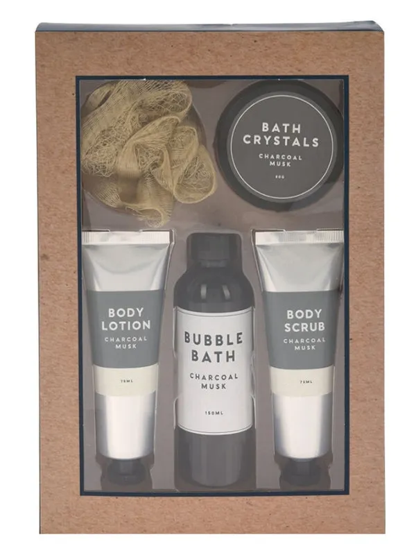 Bath Set of 5 - Bath Crystals, Bubble Bath, Body Lotion, Body Scrub & Exfoliator