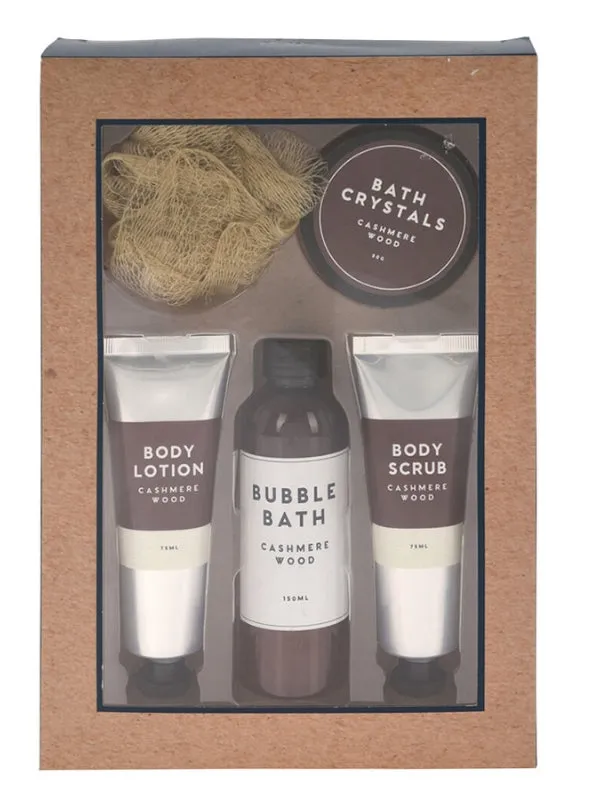 Bath Set of 5 - Bath Crystals, Bubble Bath, Body Lotion, Body Scrub & Exfoliator