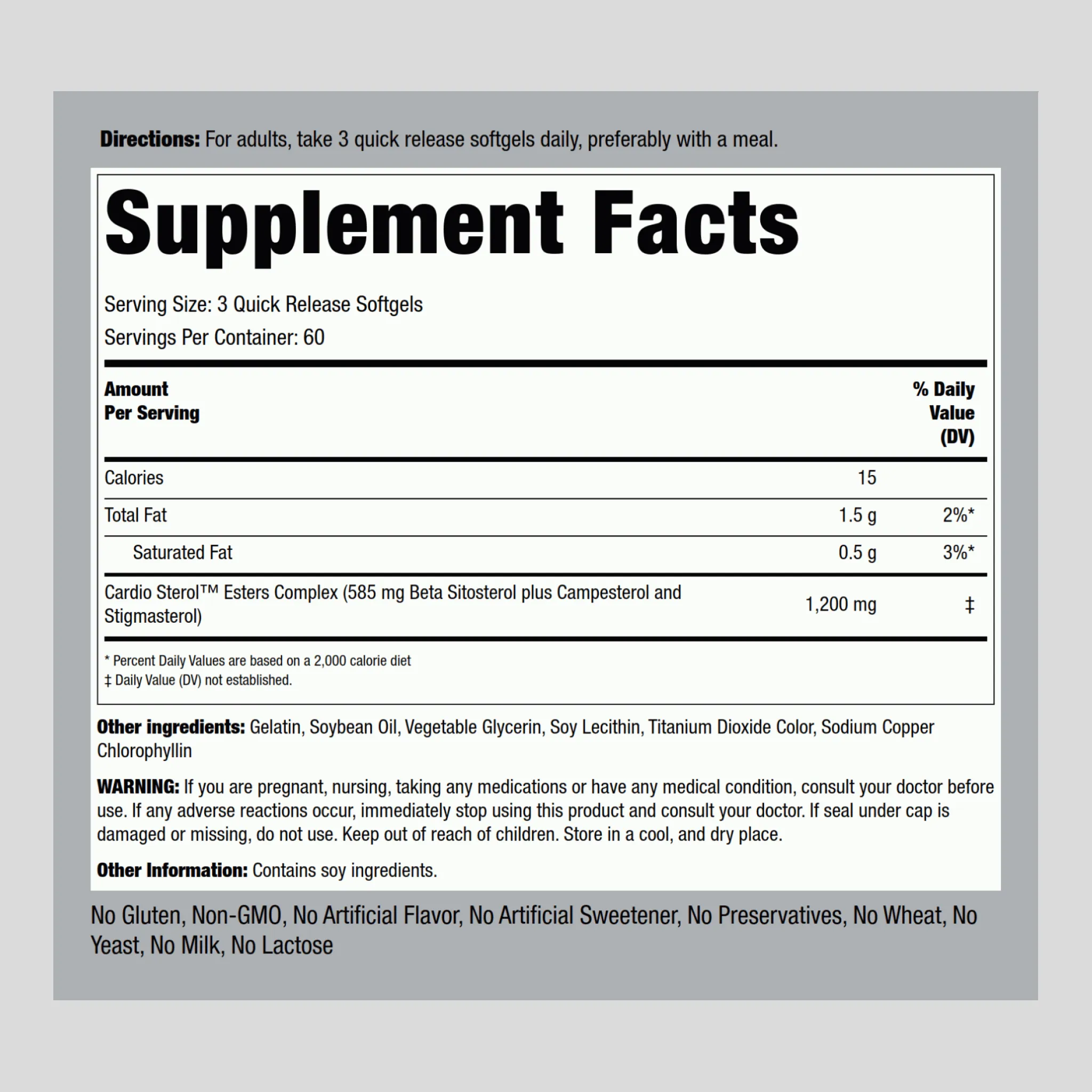 Beta Sitosterol, 1200 mg (per serving), 180 Quick Release Softgels