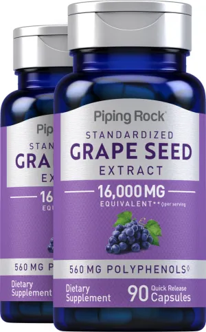 Grape Seed Extract, 16,000 mg (per serving), 90 Quick Release Capsules, 2  Bottles