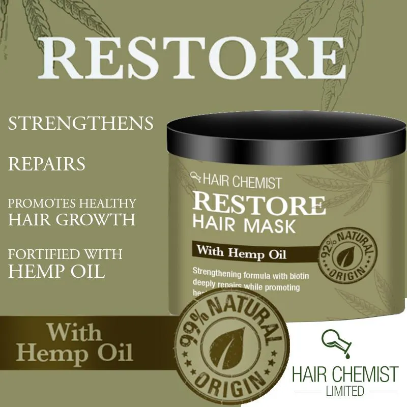 Hair Chemist Solutions Restore Hemp Hair Mask 1 oz. & Bonus Hair Oil Packet