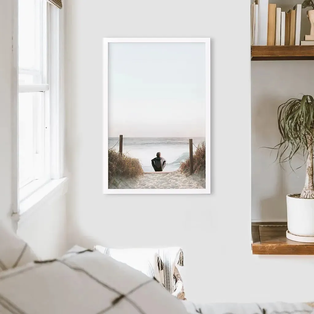 Inspirational Relax Summer Print. Surfer on the Beach