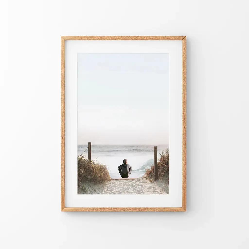 Inspirational Relax Summer Print. Surfer on the Beach