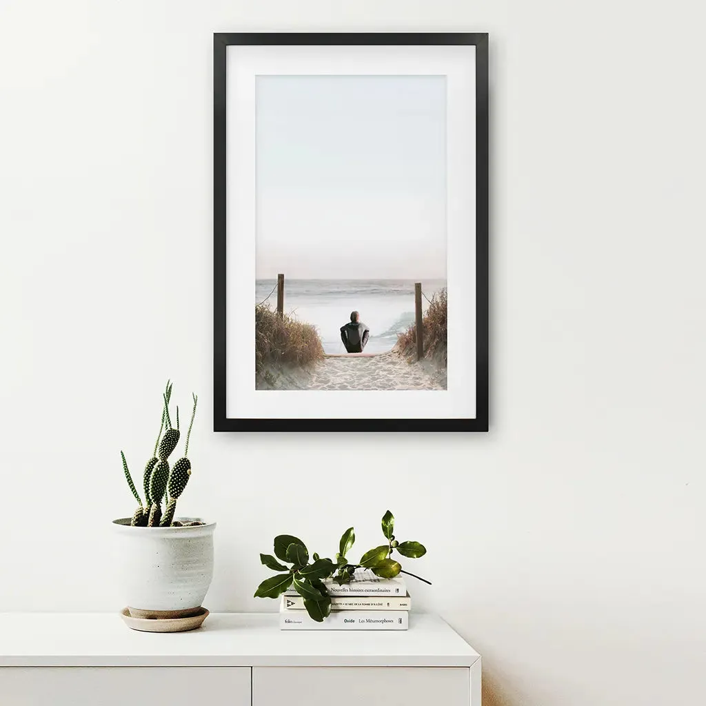 Inspirational Relax Summer Print. Surfer on the Beach