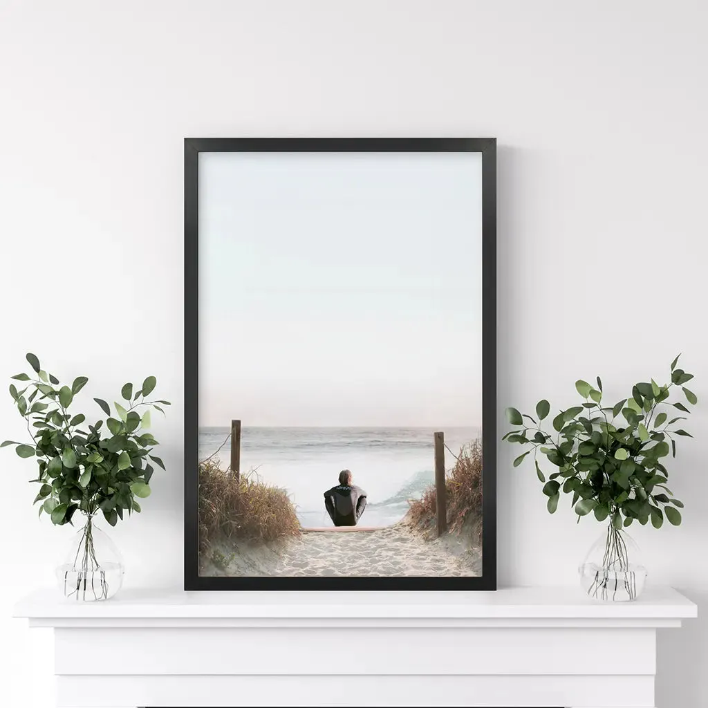 Inspirational Relax Summer Print. Surfer on the Beach