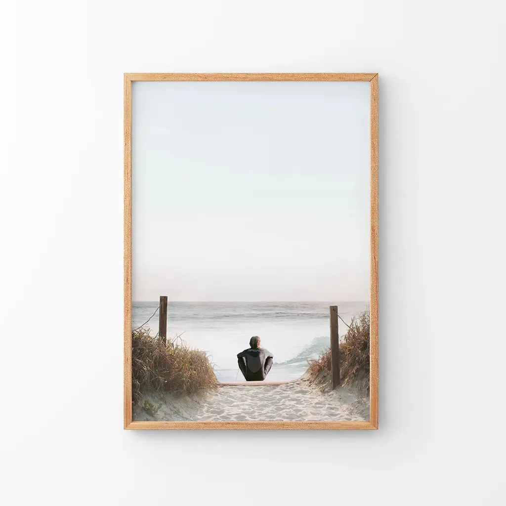 Inspirational Relax Summer Print. Surfer on the Beach