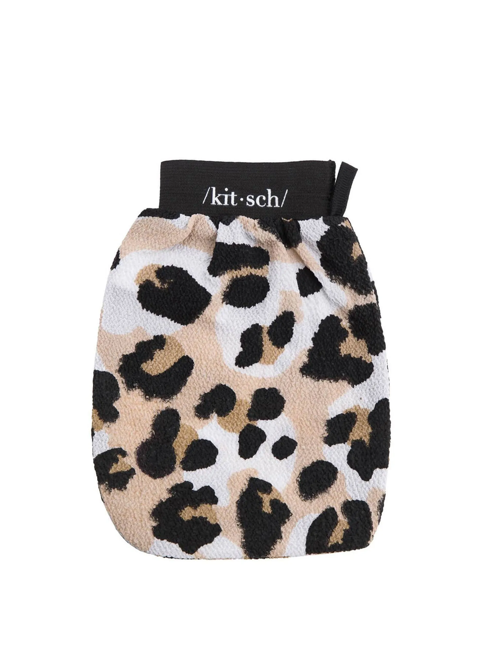 Leopard print exfoliating glove