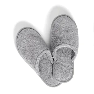 Luxury 100% Pure Cotton Unisex Chicago Slippers in Dark Grey