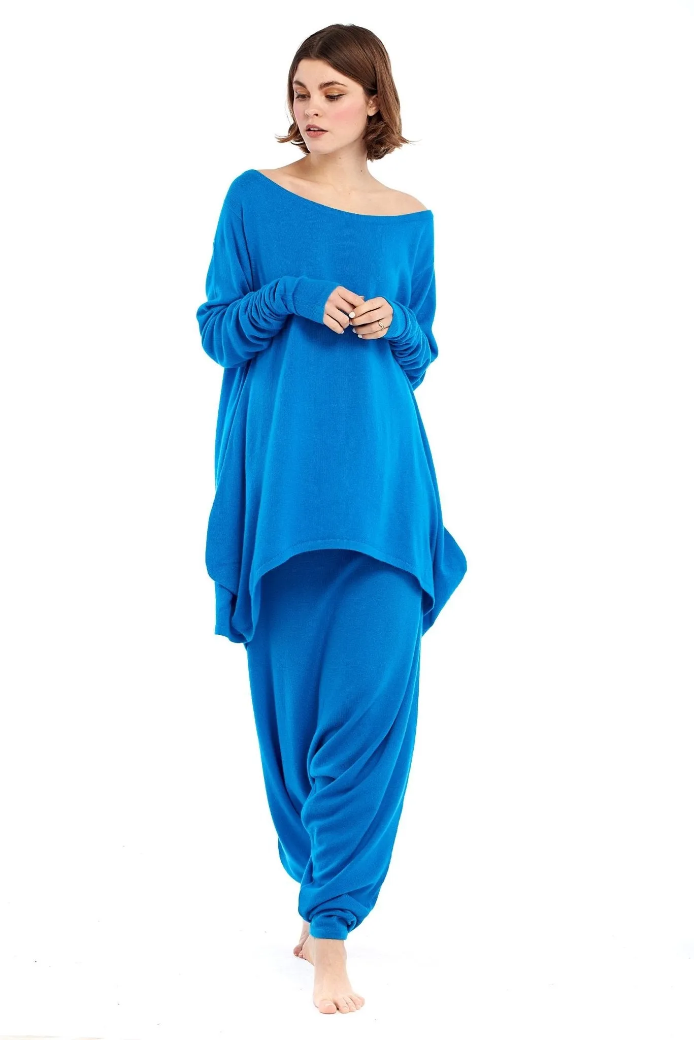 Luxury Cashmere Harem Lounge Pants Turquoise