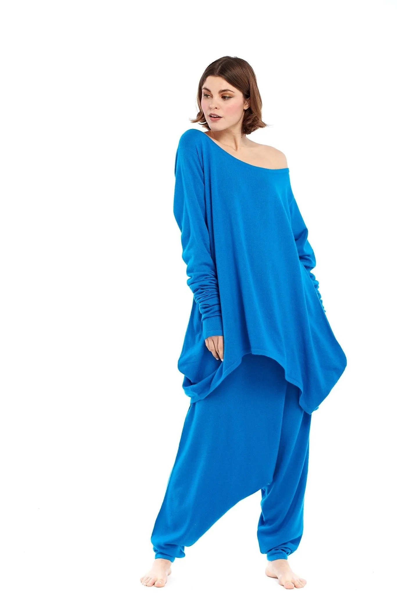 Luxury Cashmere Harem Lounge Pants Turquoise