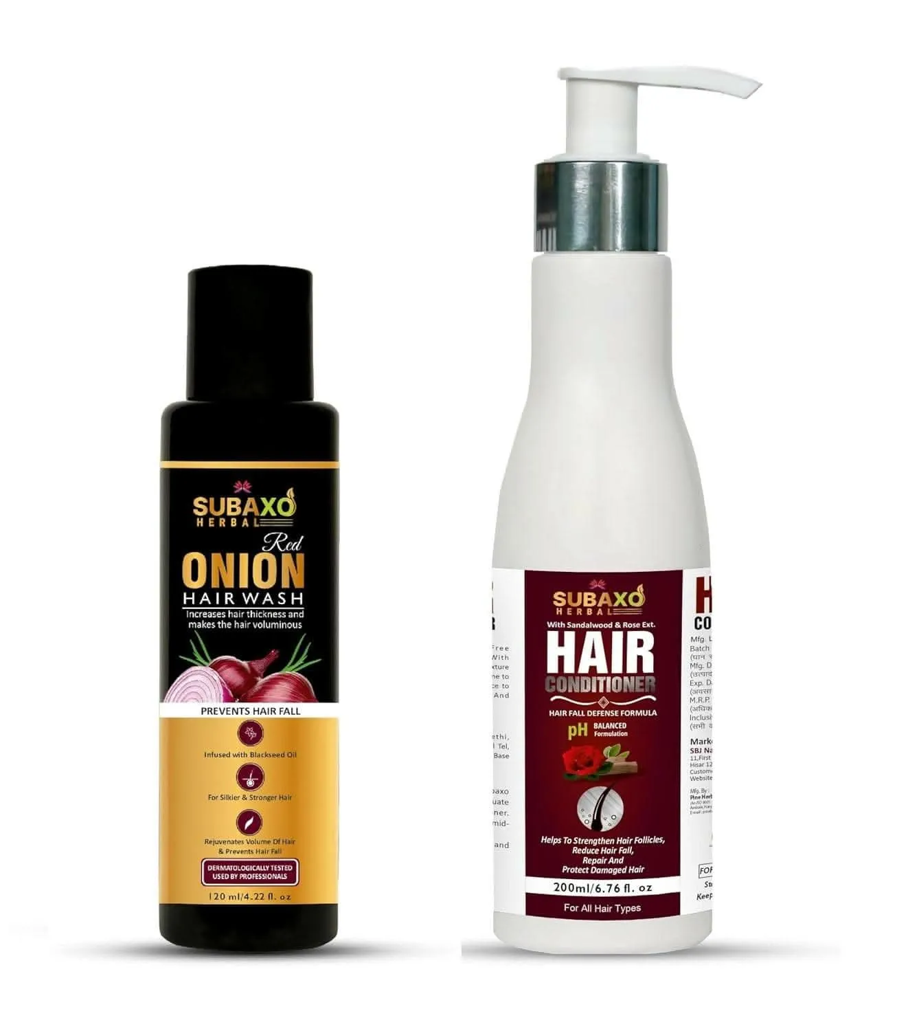 "Subaxo Herbal Hair Care Combo: Shampoo & Conditioner (120ml & 200ml)"