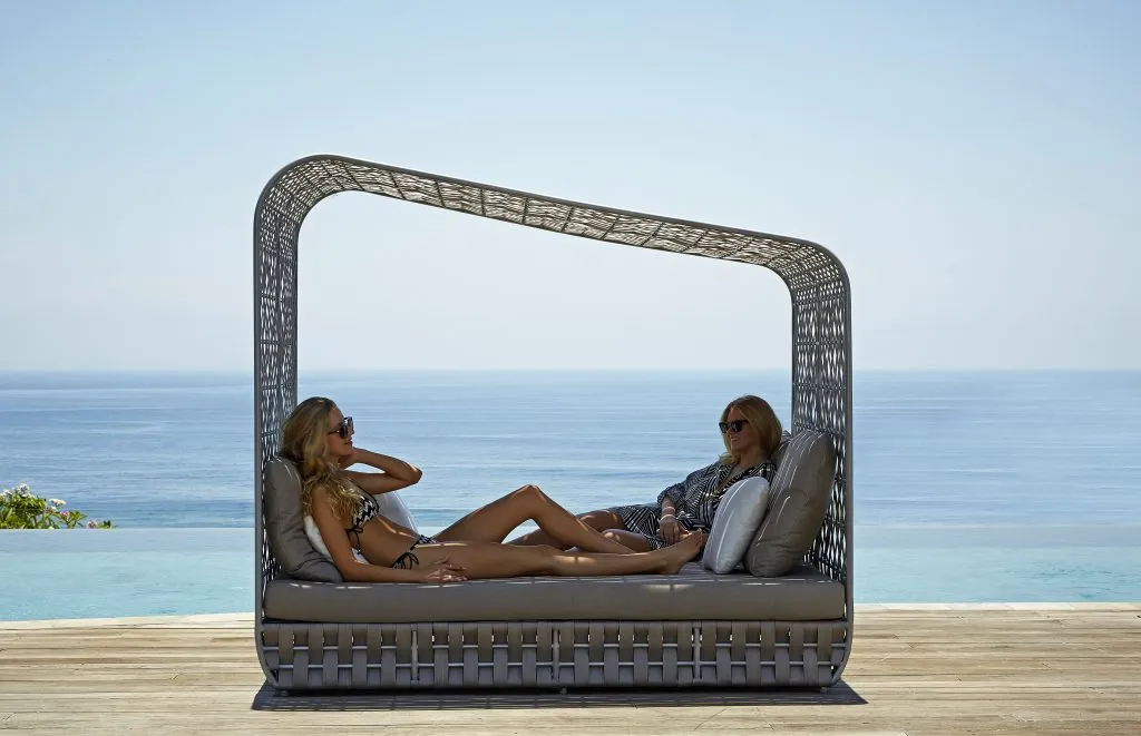 Skyline Design Strips Cabana Rattan Garden Daybed