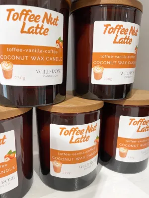 Toffee Nut Latte ~ wood wick coconut wax scented candle