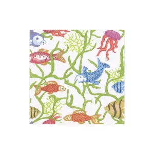 Tropical Reef White Paper Beverage Napkins