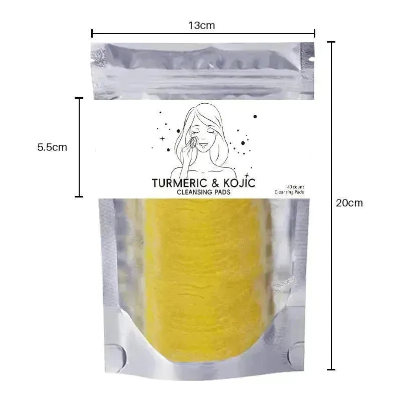 Turmeric and Kojic Exfoliating Cleansing Pads Compressed Facial Sponges Skin Exfoliator For Face Clogged Pores Excess Oil Cleansing