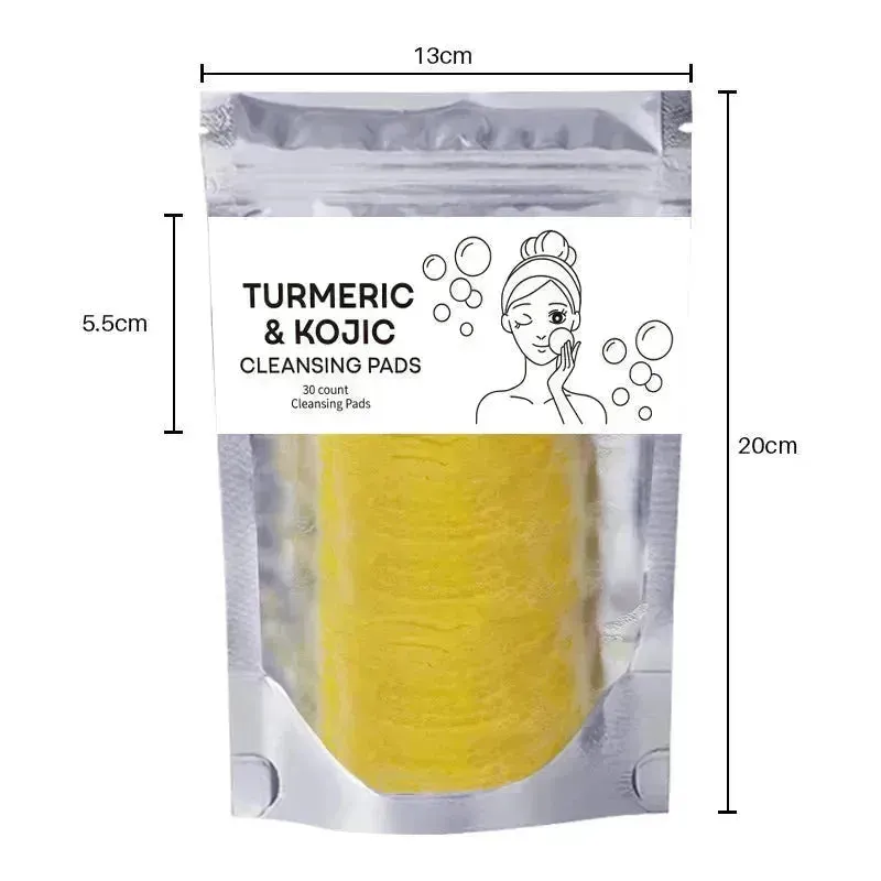 Turmeric and Kojic Exfoliating Cleansing Pads Compressed Facial Sponges Skin Exfoliator For Face Clogged Pores Excess Oil Cleansing